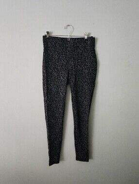 LOFT Gray Leopard Print Leggings Pants Stretch Skinny Fit Pull-On Pant, Small